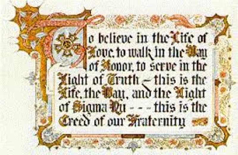 Illuminated manuscript of the Creed of Sigma Nu Fraternity